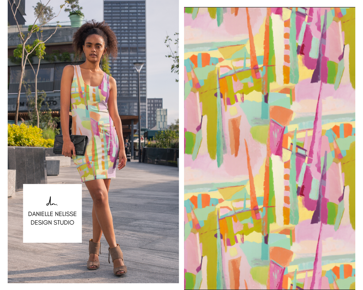 Repeat pattern digital file collection created from Danielle Nelisse's hand made artwork is available for textile design licensing for fashion, upholstery, or other product manufacturing.